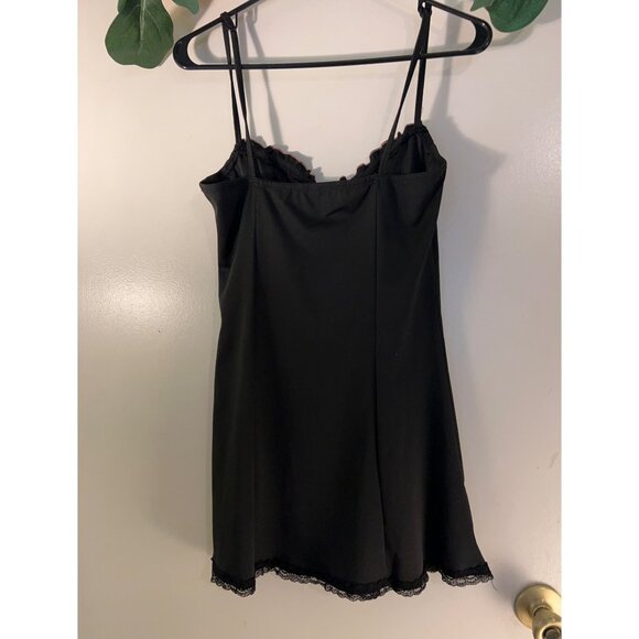 Black Slip Lace Dress Women Size M Babydoll Nightie Lingerie Chemise Cami Nightg - Picture 10 of 16